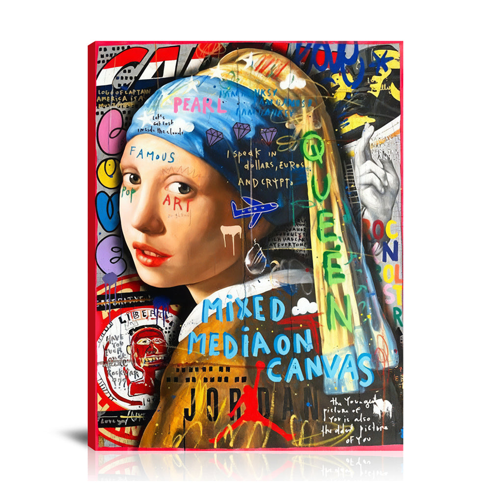 Captain Queen Pearl Wall Art: Large Colorful Graffiti Print or Framed Canvas Painting for Modern Living Rooms, Dining Rooms and Bedrooms