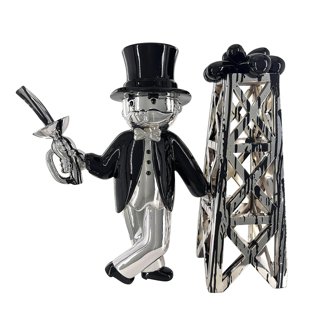 Monopoly Black Oil Silver Rig Sculpture