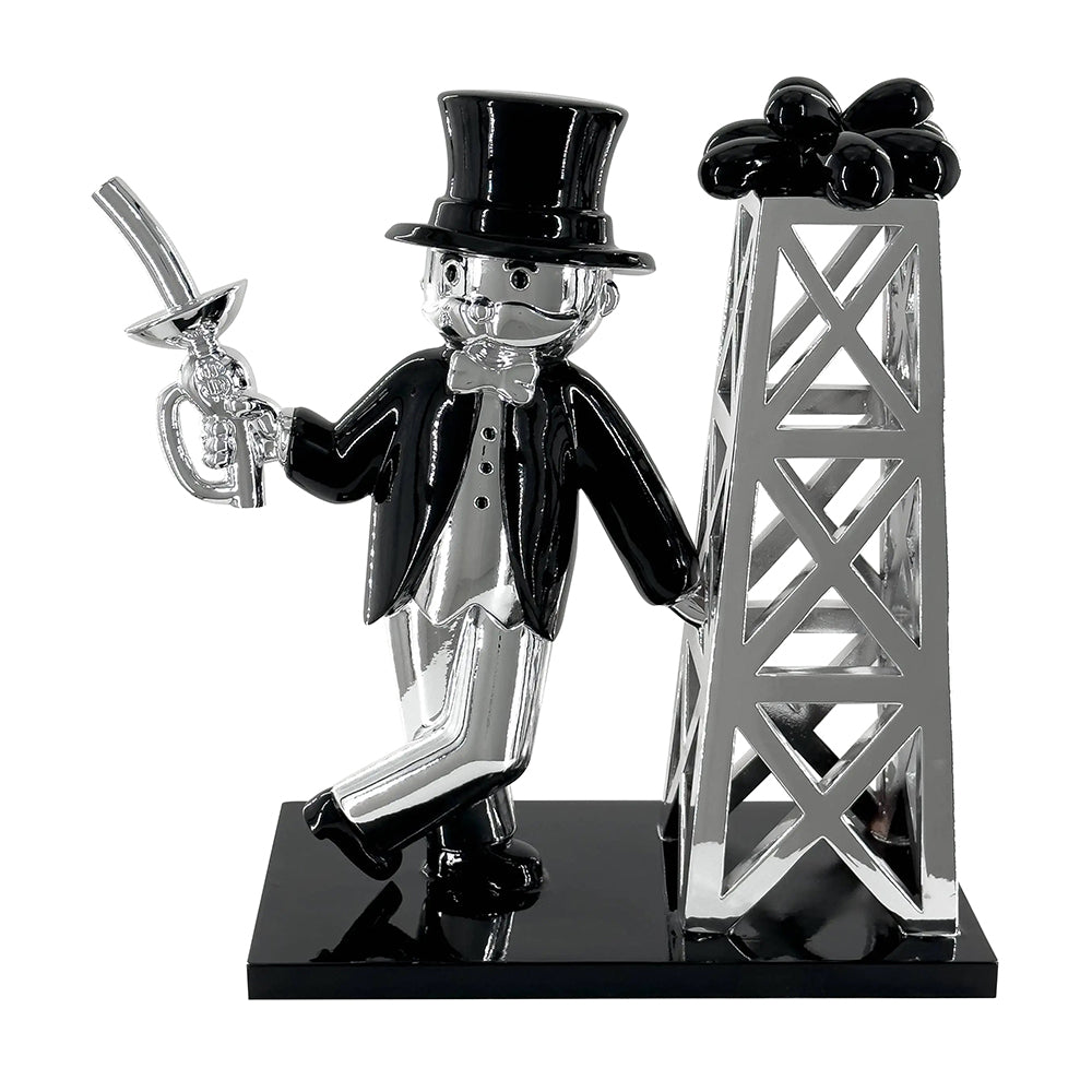 Monopoly Oil Rig Silver Sculpture