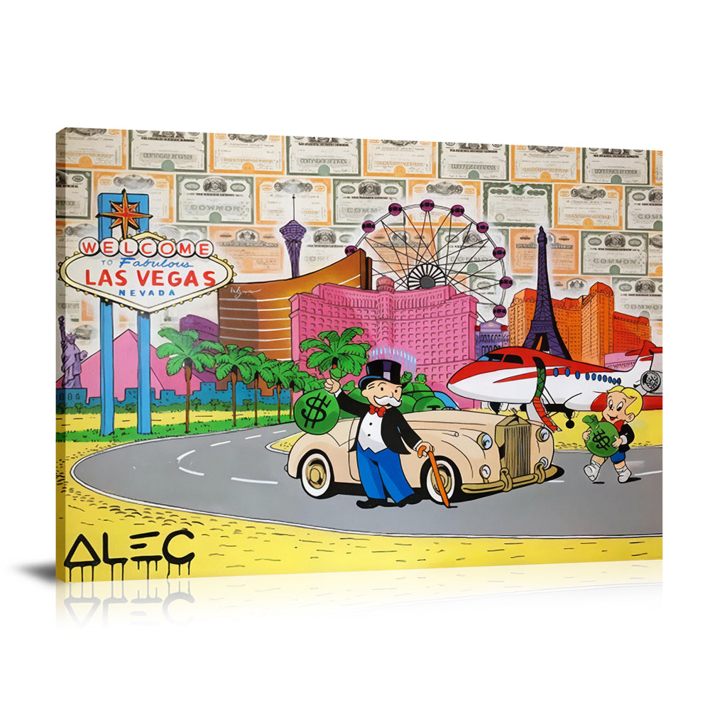 Monopoly Richie Las Vegas Wall Art : Large Colorful Graffiti Print or Framed Canvas Artwork for Modern Living Room, Dining Room and Bedroom