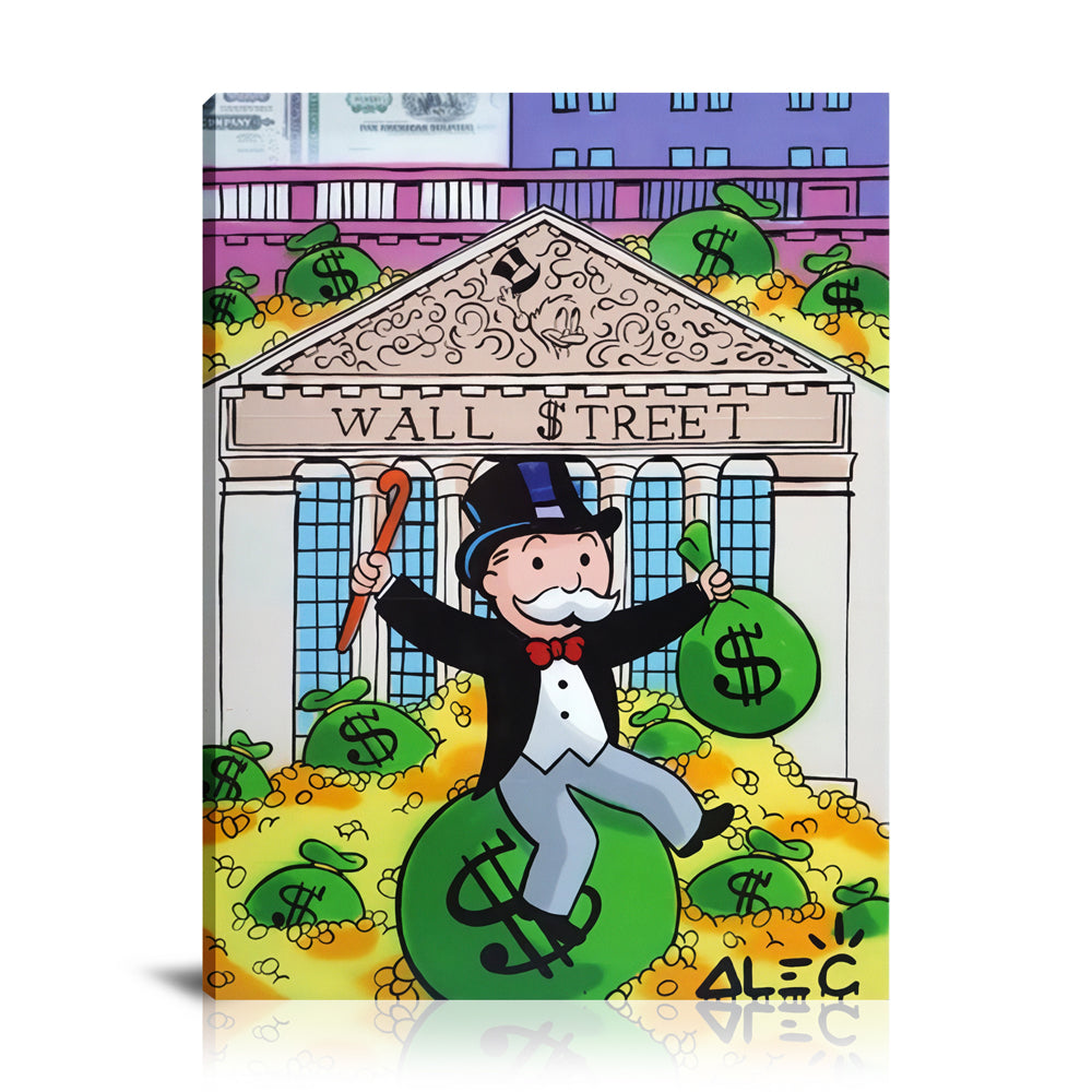 Monopoly Wall Street Wall Art: Large Colorful Graffiti Print or Framed Canvas Painting for Modern Living Rooms, Dining Rooms and Bedrooms