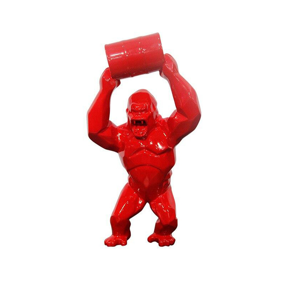 Wild Kong Barrel Red Sculpture