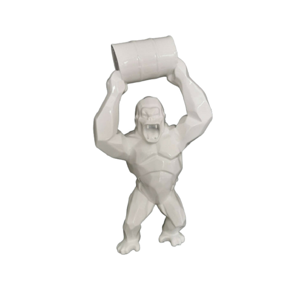 Wild Kong Barrel White Sculpture