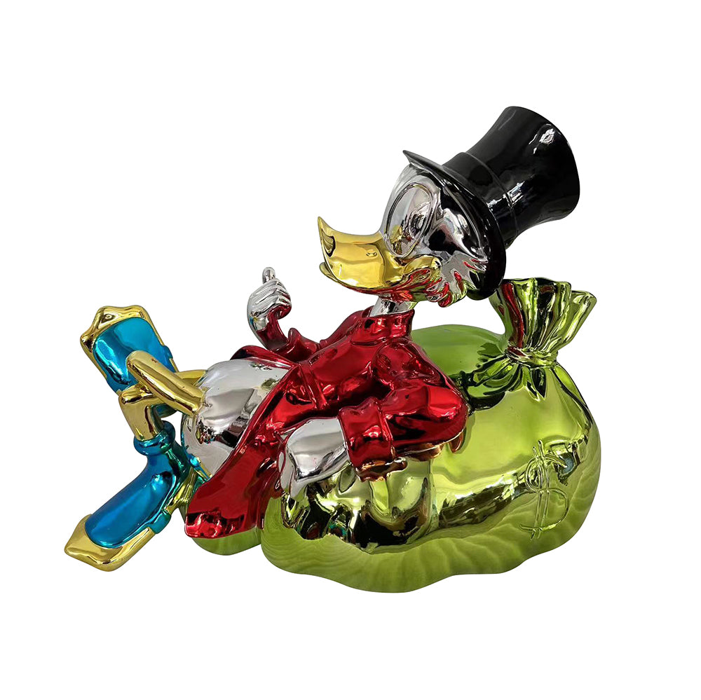 Scrooge McDuck Green Money Bag Statue