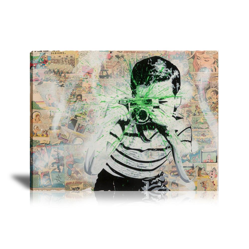 Young Photographer Wall Art: Large Colorful Graffiti Print or Framed Canvas Painting for Modern Living Rooms, Dining Rooms and Bedrooms