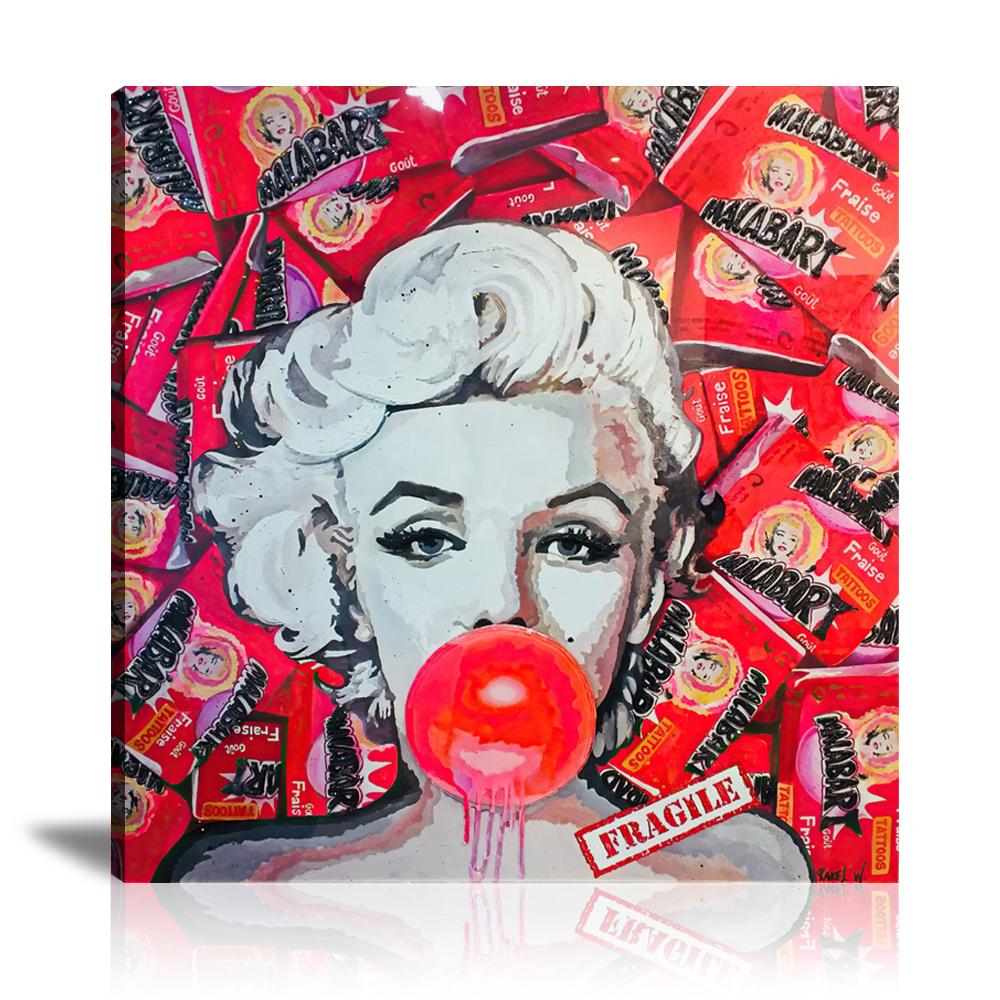 Marilyn Monroe, Tattoos, Rakel Wajnberg, Chewing Gum, Bubble Gum, Malab’Art, Tattoos, Rebellious, Mixed Media, Fragile, Collage Art, Pop Art, Celebrities, Prints, Pop Art, Paintings, Movies, Cinema, Canvas, Art