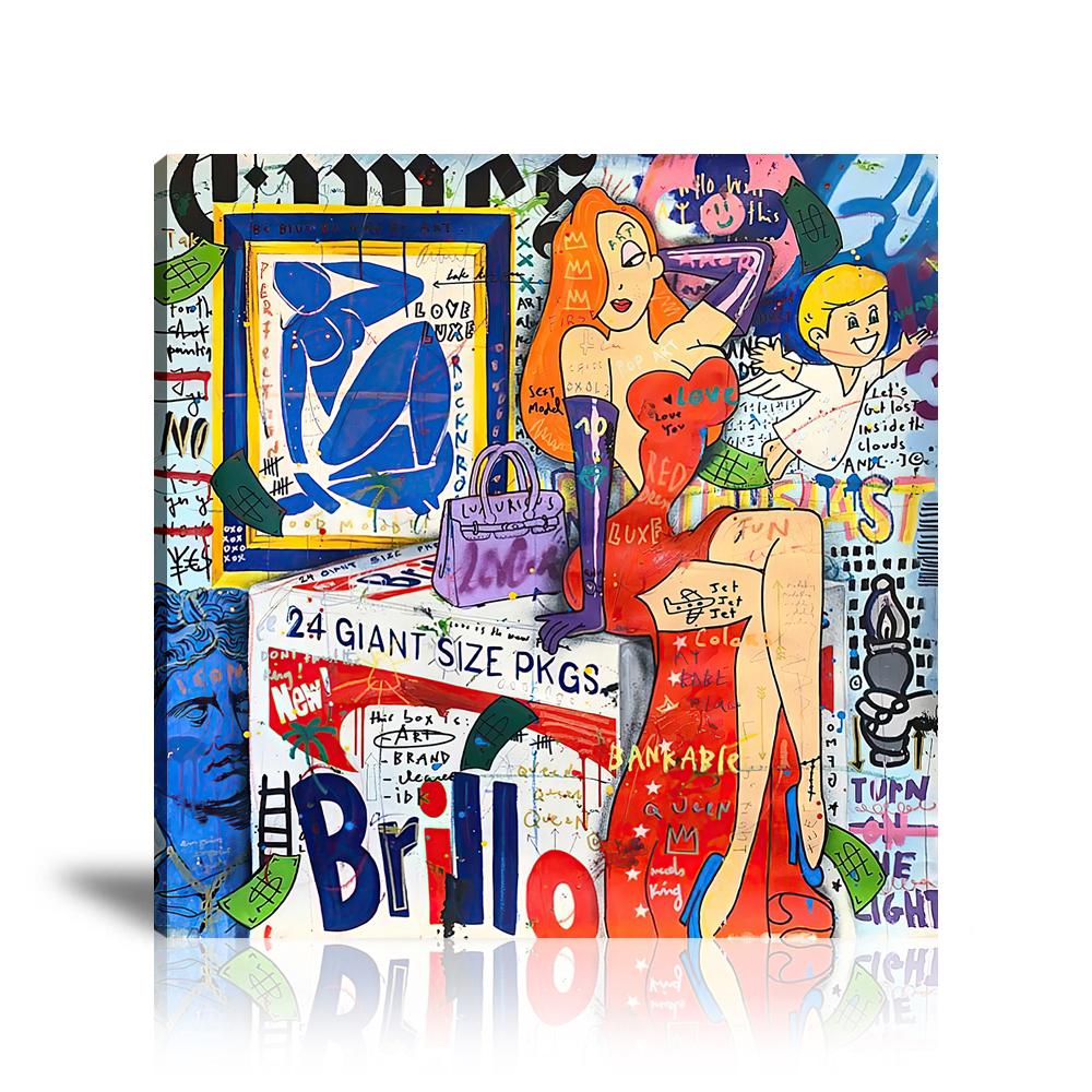 Street Art, Prints, Pop Art, Paintings, Canvas, Art, Jisbar, Jessica Rabbit, Brillo Box, Brillo, Cupid, Love, Times, Model, King, Queen