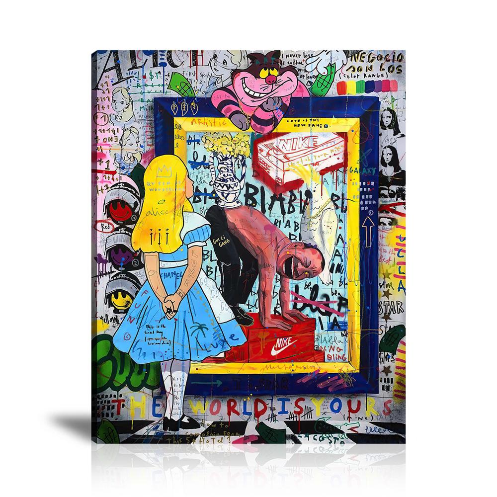 Alice Wall Art: Large Colorful Graffiti Print or Framed Canvas Painting for Modern Living Rooms, Dining Rooms and Bedrooms