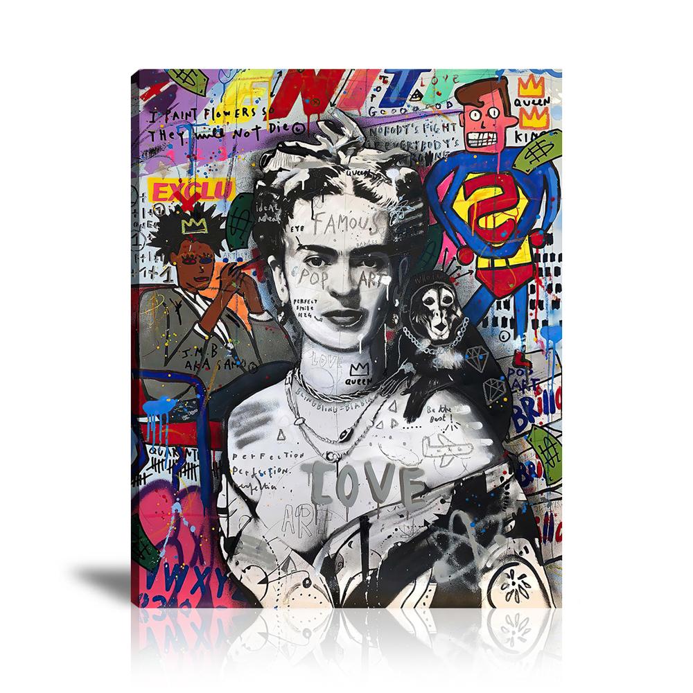 Street Art, Prints, Pop Art, Paintings, Canvas, Art, Jisbar, Frida, Black and White, King, Superman, Love, Famous, Portrait