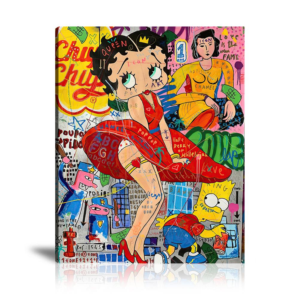 Betty Love Wall Art: Large Colorful Graffiti Print or Framed Canvas Painting for Modern Living Rooms, Dining Rooms and Bedrooms