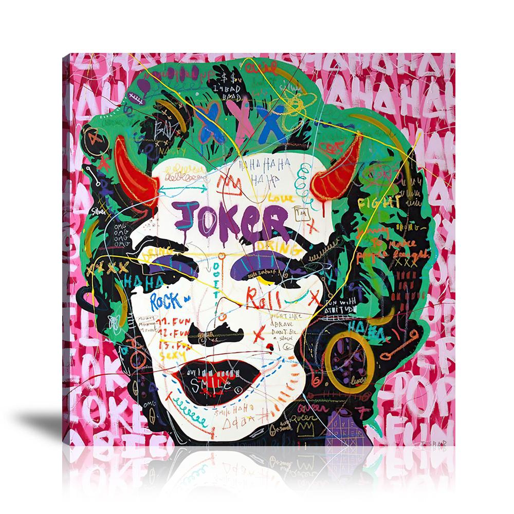 Street Art, Prints, Pop Art, Paintings, Canvas, Art, Jisbar, Marilyn Monroe, Joker, Rock & Roll, Smile, King, Evil, Portrait