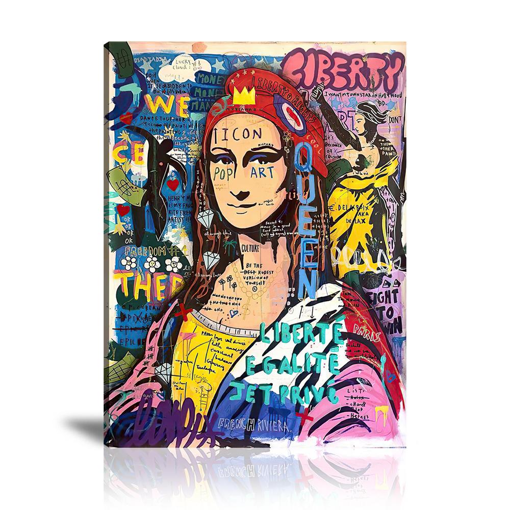 Street Art, Prints, Pop Art, Paintings, Canvas, Art, Jisbar, Mona Lisa, Queen, Icon, Marianne, Liberty, King, French, Dollar, Money