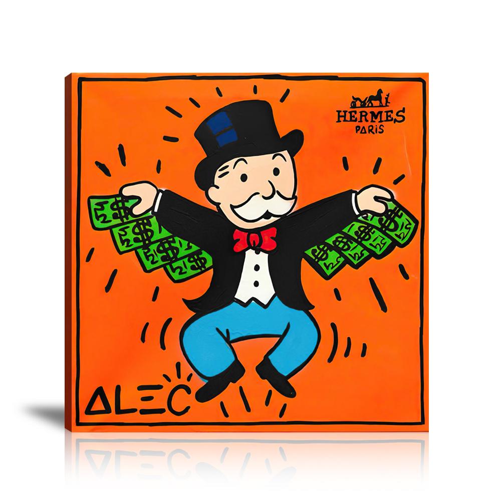 Luxury Brand, Portrait, Board Game, Monopoly, Hermès, Dollars Wings, Street Art, Square, Prints, Pop Art, Paintings, Canvas, Art, Alec Monopoly