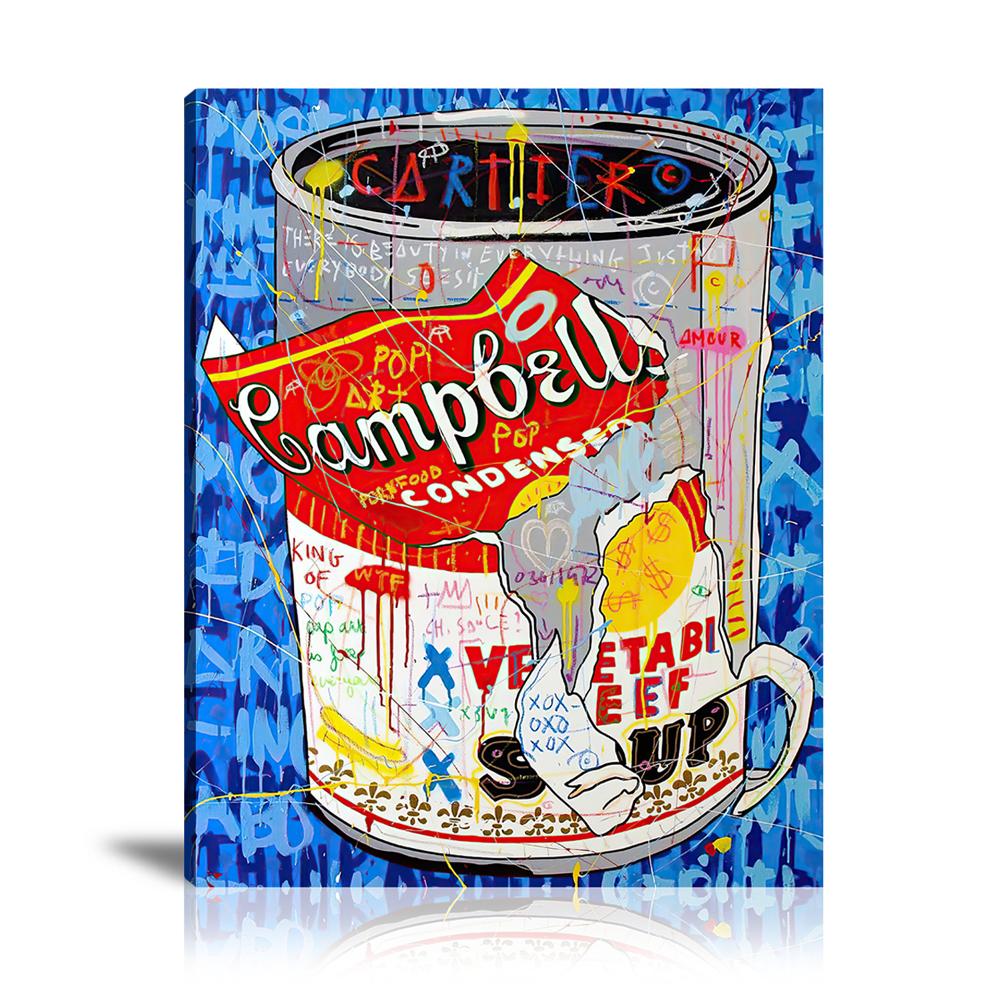 Street Art, Prints, Pop Art, Paintings, Canvas, Art, Jisbar, Campbell's Soup, Spray, Soup, Colorful