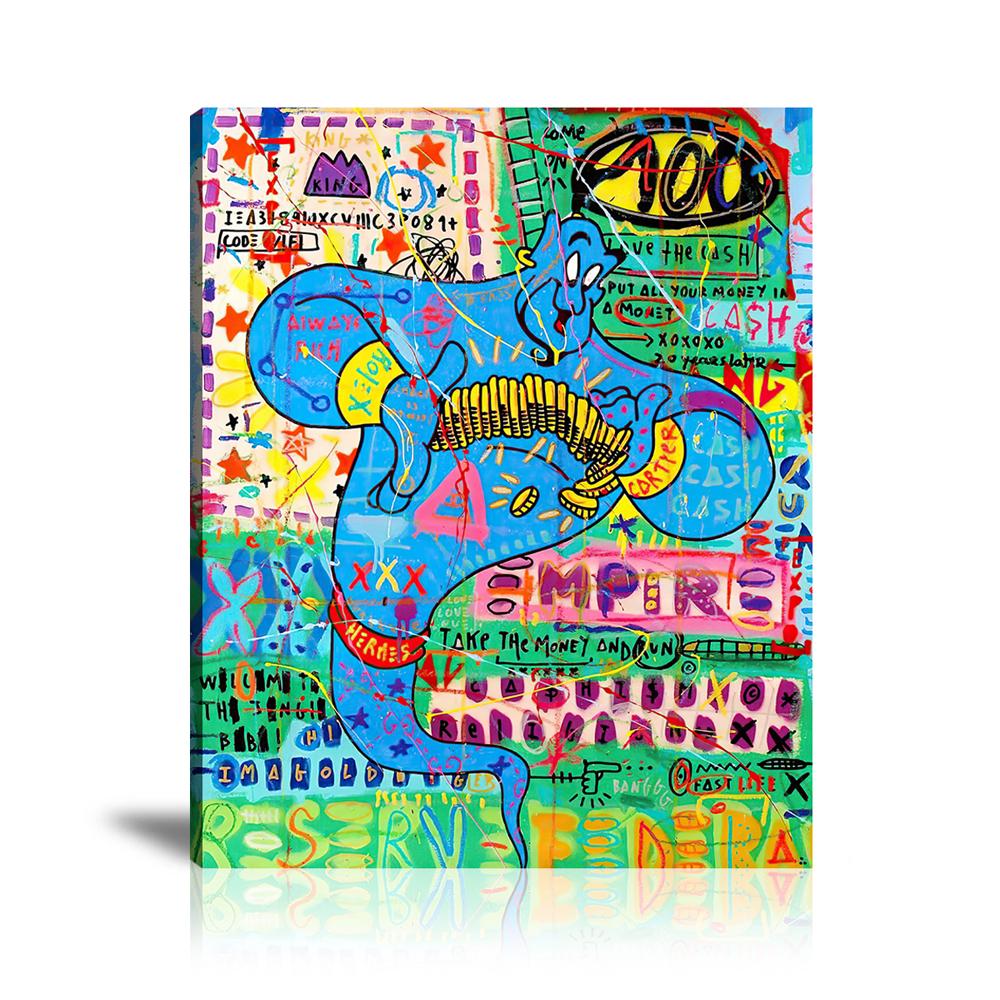 Magic Lamp Wall Art: Large Colorful Graffiti Print or Framed Canvas Painting for Modern Living Rooms, Dining Rooms and Bedrooms