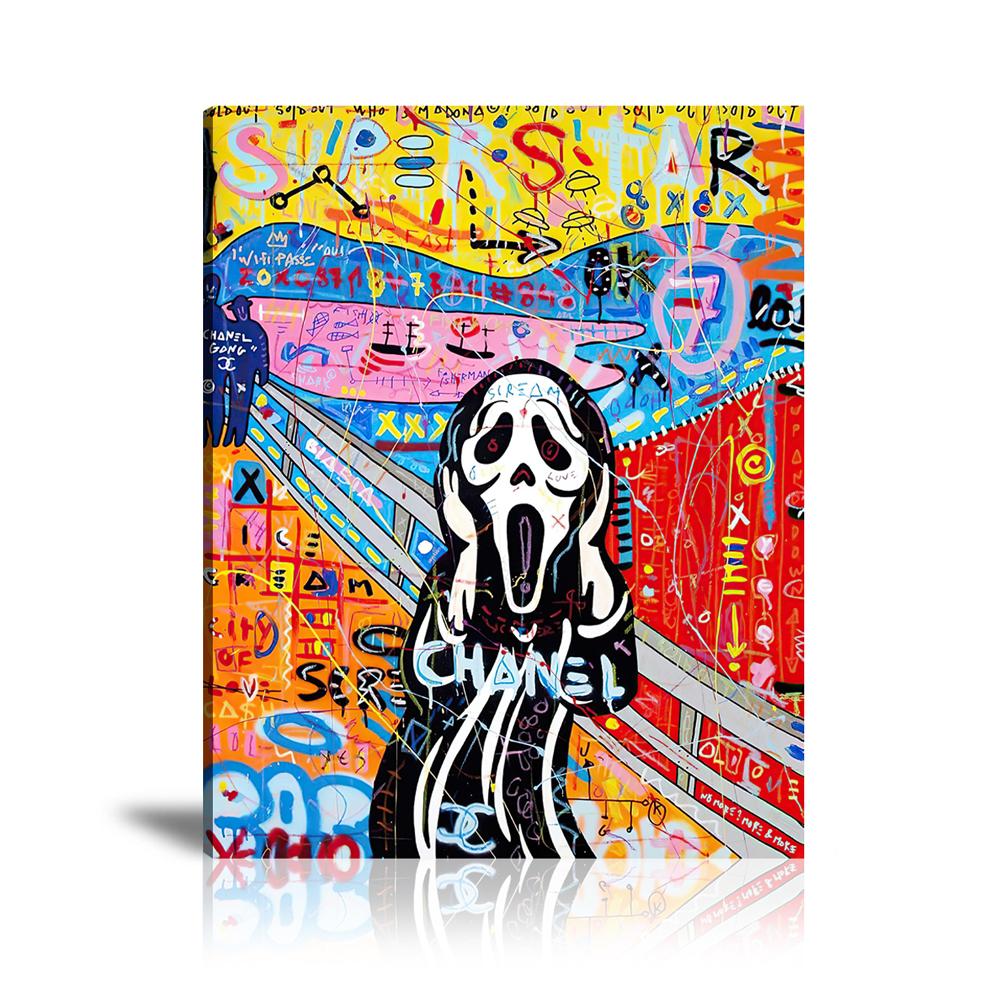 Street Art, Prints, Pop Art, Paintings, Canvas, Art, Jisbar, Screaming, Superstar, Masterpiece, Chanel, Colorful, The Scream, Edvard Munch