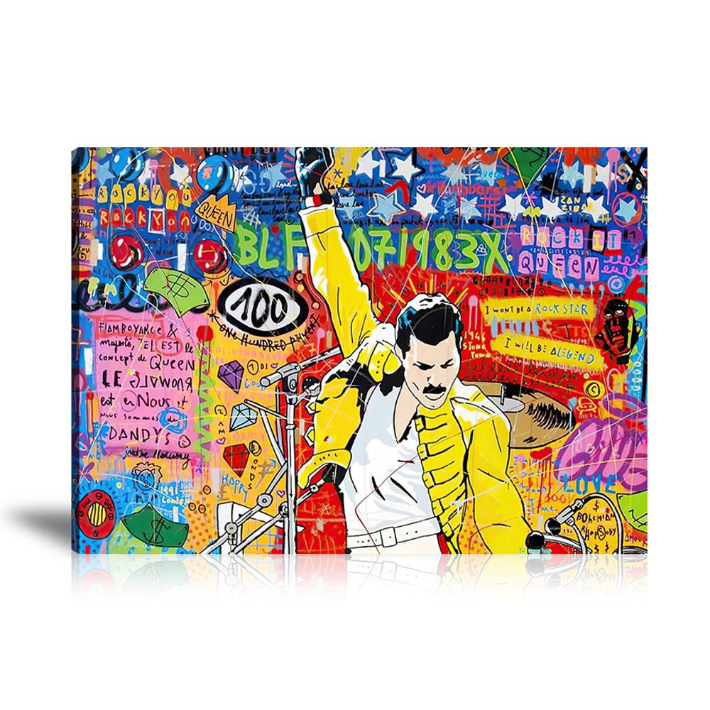 Street Art, Prints, Pop Art, Paintings, Canvas, Art, Jisbar, Queen, Band, Freddie Mercury, Diamond, Dollar, Money, Love, Singer