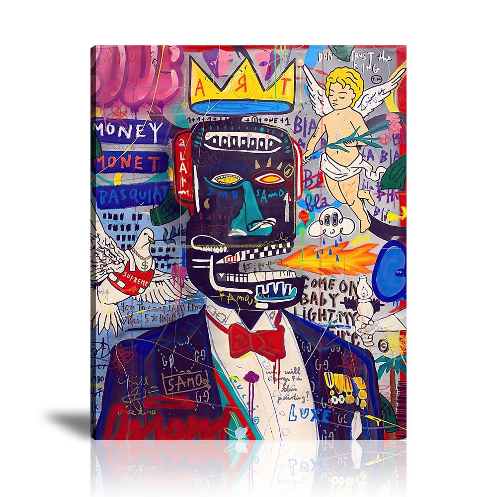 King Samo Wall Art: Large Colorful Graffiti Print or Framed Canvas Painting for Modern Living Rooms, Dining Rooms and Bedrooms