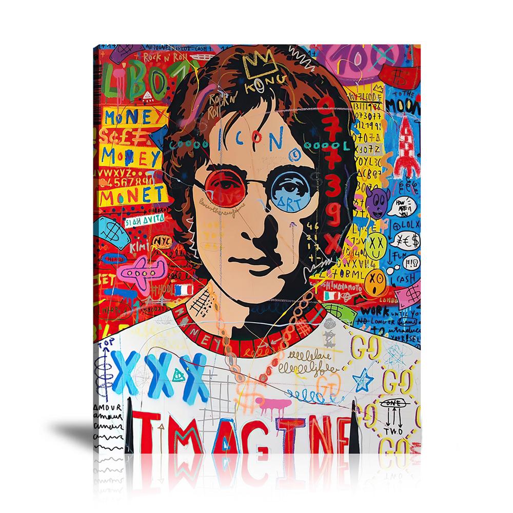 Rock'N'John Wall Art: Large Colorful Graffiti Print or Framed Canvas Painting for Modern Living Rooms, Dining Rooms and Bedrooms