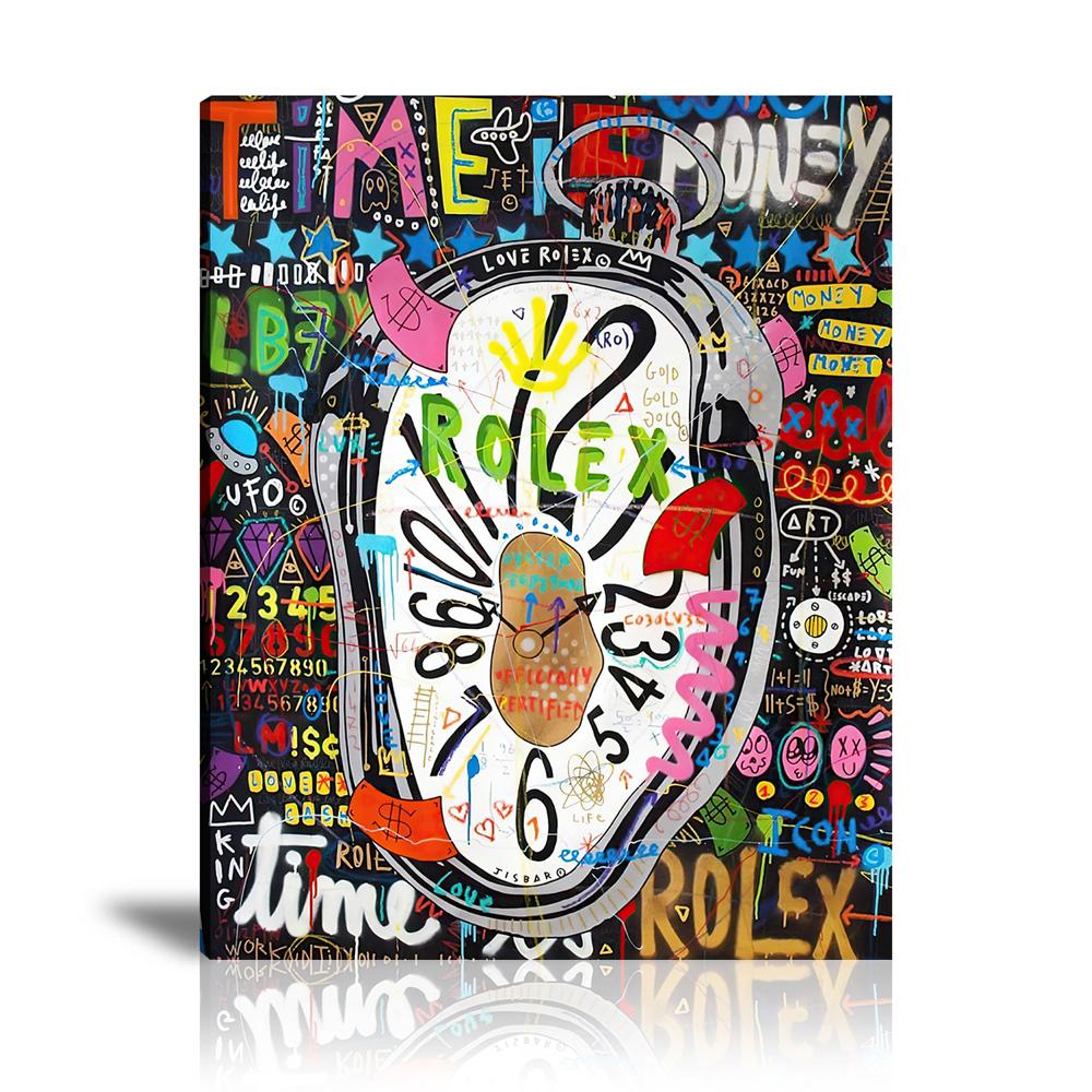 Street Art, Prints, Pop Art, Paintings, Canvas, Art, Jisbar, Vertical ,Watches, Rolex, Time, Money, Colorful