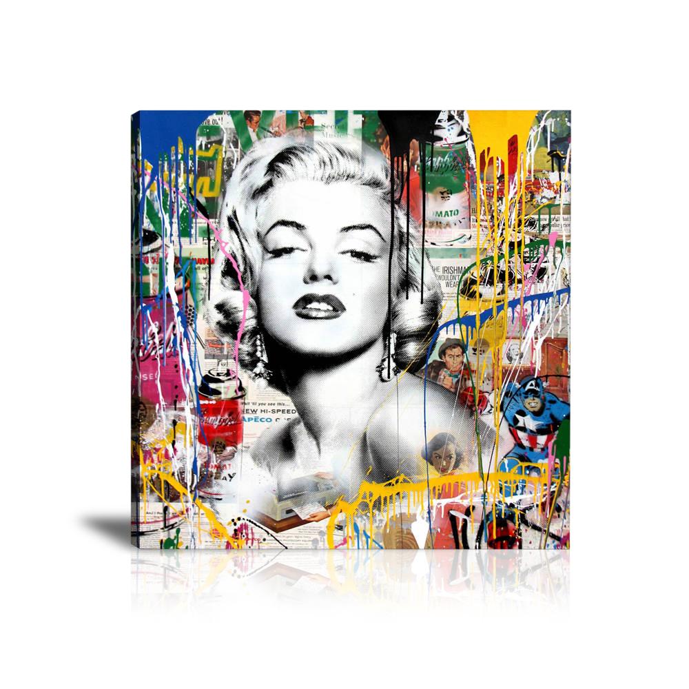 Marilyn Pop America Wall Art: Large Colorful Graffiti Print or Framed Canvas Painting for Modern Living Rooms, Dining Rooms and Bedrooms