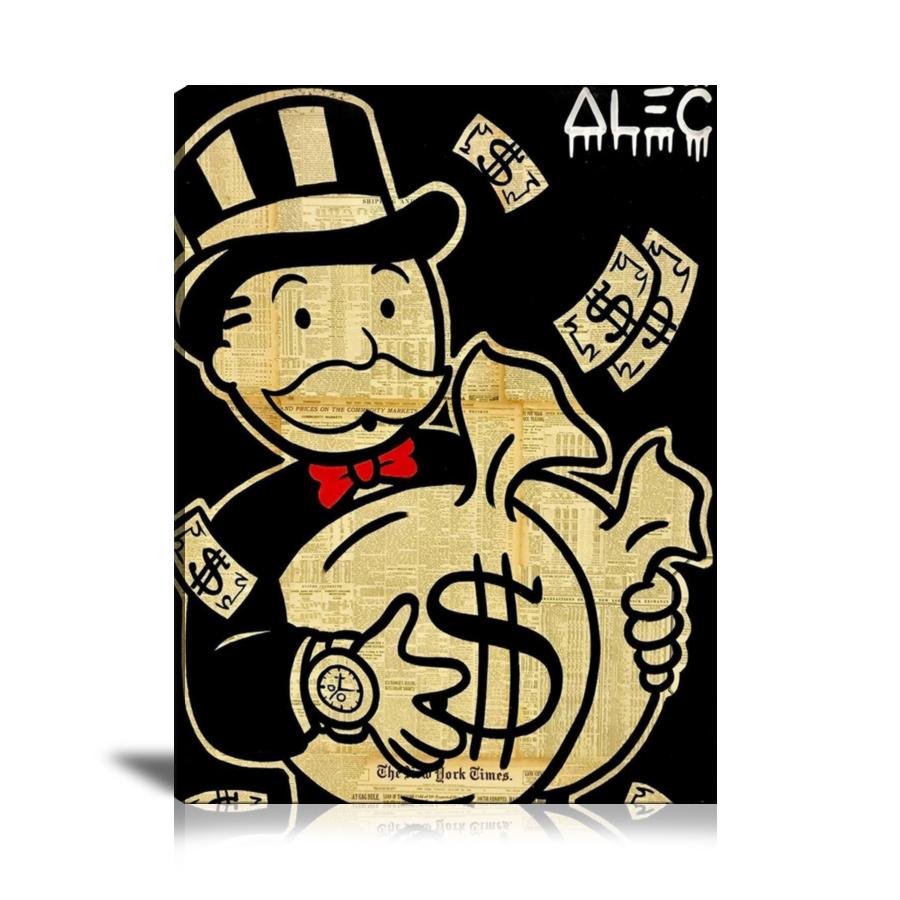 Monopoly Black & White Wall Art: Large Colorful Graffiti Print or Framed Canvas Painting for Modern Living Rooms, Dining Rooms and Bedrooms