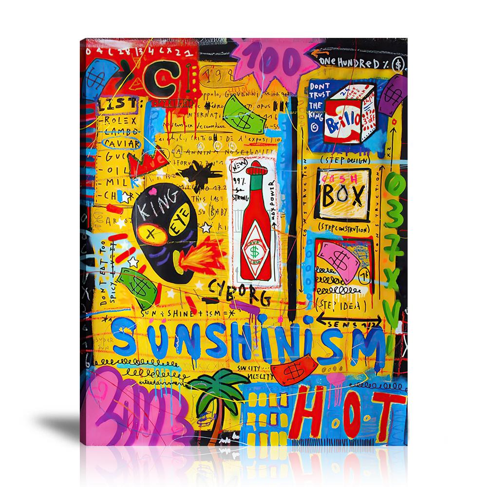 Street Art, Prints, Pop Art, Paintings, Canvas, Art, Jisbar, Sunshine, King, Brillo Box, Dollar, Hot, Tabasco, Love, Hot, Vertical