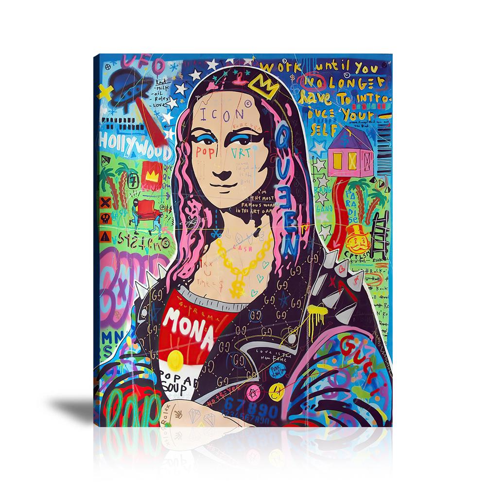 Street Art, Prints, Pop Art, Paintings, Canvas, Art, Jisbar, Vertical, Mona Lisa, Queen, UFO, Gucci, Luxury Brand, Love