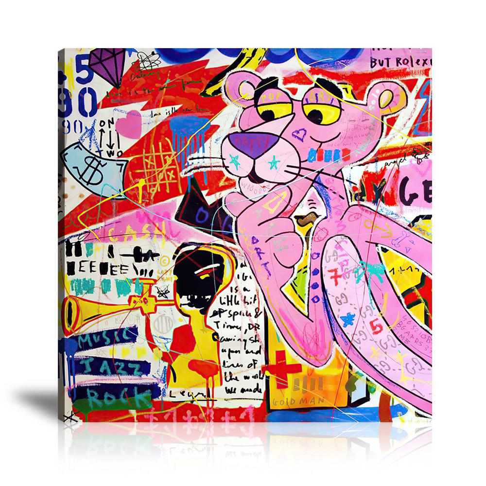 Street Art, Prints, Pop Art, Paintings, Canvas, Art, Jisbar,  Square, Pink Panther, Music, Rock, Jazz, Money, Colorful