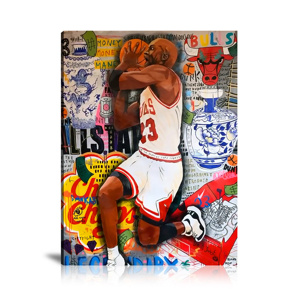 Air Jordan Wall Art: Large Colorful Graffiti Print or Framed Canvas Painting for Modern Living Rooms, Dining Rooms and Bedrooms