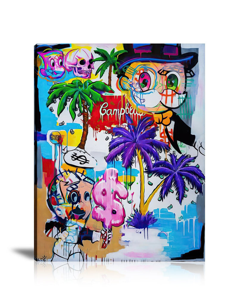 Street Art, Prints, Pop Art, Paintings, Canvas, Art, Alec Monopoly, Monopoly, Richie Rich, Palm, Skull, Ice Cream, Dollar Sign, Dollar, Campbell's, Can, Colorful