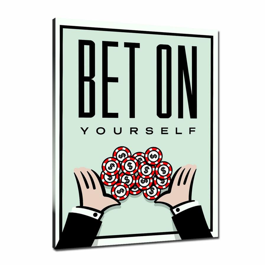 Bet On Yourself Wall Art: Large Colorful Graffiti Print or Framed Canvas Painting for Modern Living Rooms, Dining Rooms and Bedrooms