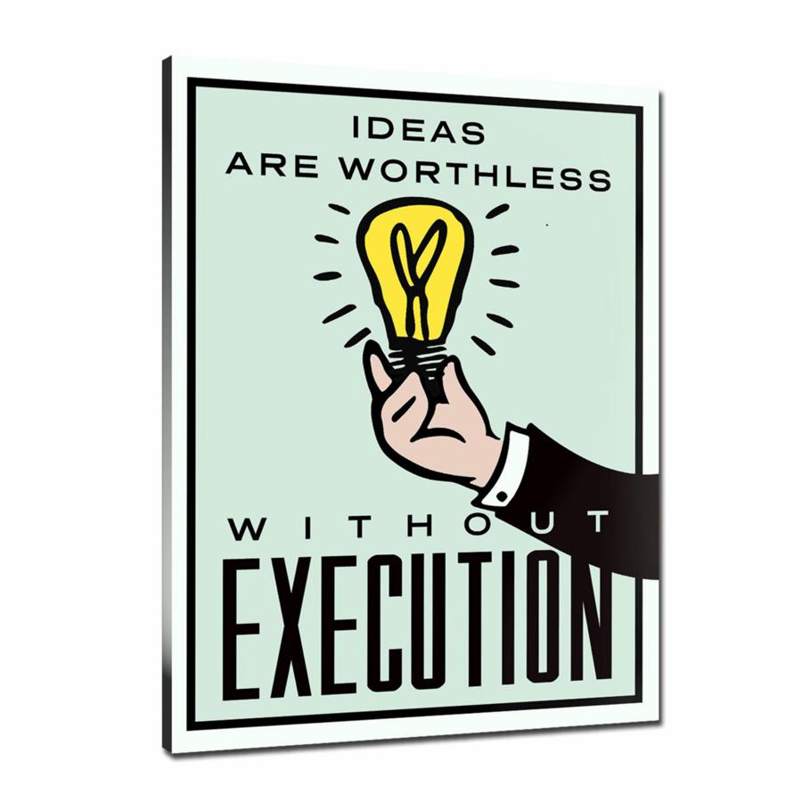 Ideas Without Execution Wall Art: Large Colorful Graffiti Print or Framed Canvas Painting for Modern Living Rooms, Dining Rooms and Bedrooms