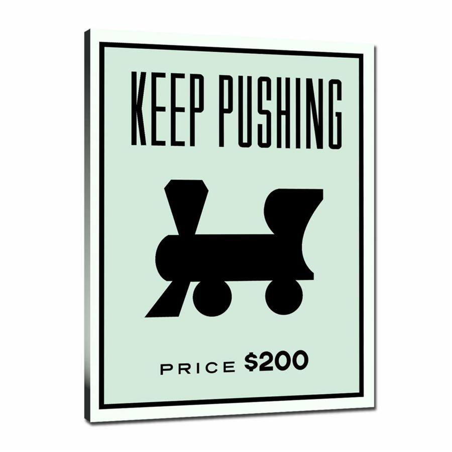 Keep Pushing Wall Art: Large Colorful Graffiti Print or Framed Canvas Painting for Modern Living Rooms, Dining Rooms and Bedrooms