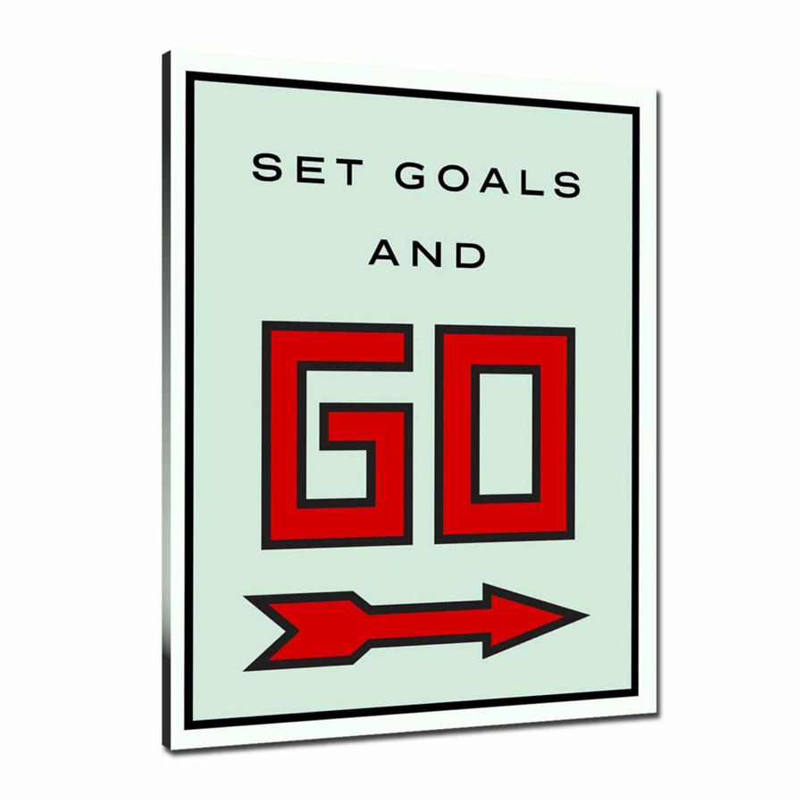 Set Goals And Go Wall Art: Large Colorful Graffiti Print or Framed Canvas Painting for Modern Living Rooms, Dining Rooms and Bedrooms