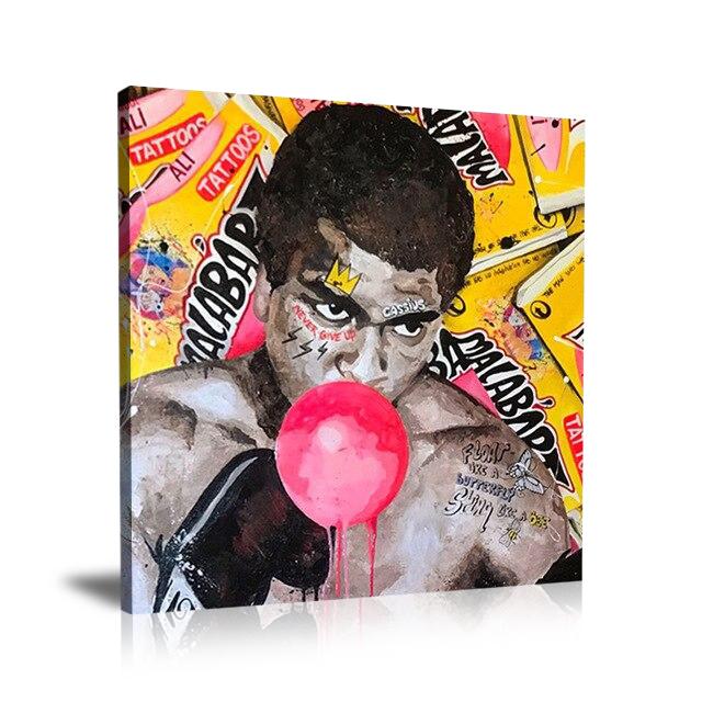 Muhammad Ali, boxer, boxing, Rakel Wajnberg, Chewing Gum, Bubble Gum, Malab’Art, Tattoos, Rebellious, Mixed Media, Rebel, Collage Art, Pop Art, Celebrities, Prints, Pop Art, Paintings, Movies, Cinema, Canvas, Art, Square