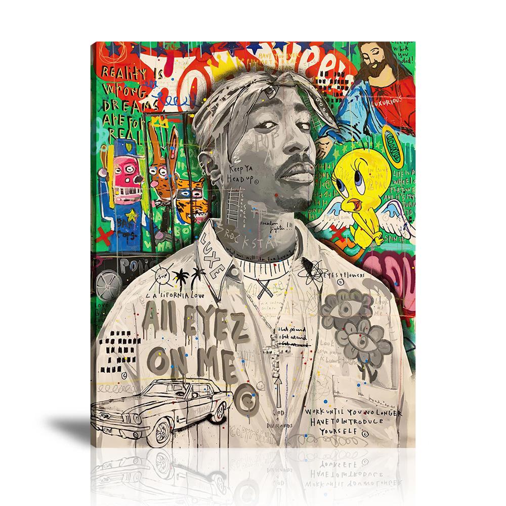 All Eyez on Me Wall Art: Large Colorful Graffiti Print or Framed Canvas Painting for Modern Living Rooms, Dining Rooms and Bedrooms