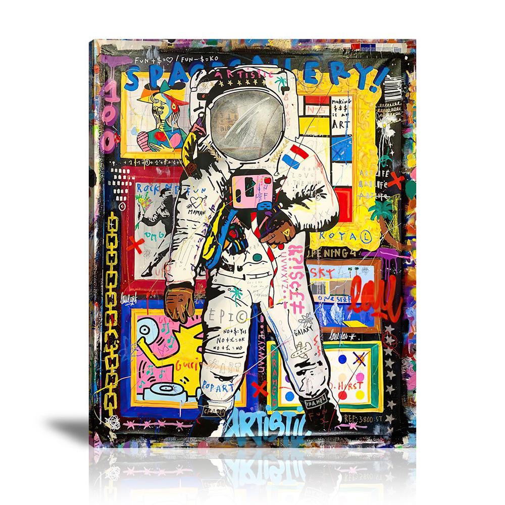 Street Art, Prints, Pop Art, Paintings, Canvas, Art, Jisbar, Space, Astronaut, Gallery, Artist, Thrower, Abstract, Colorful