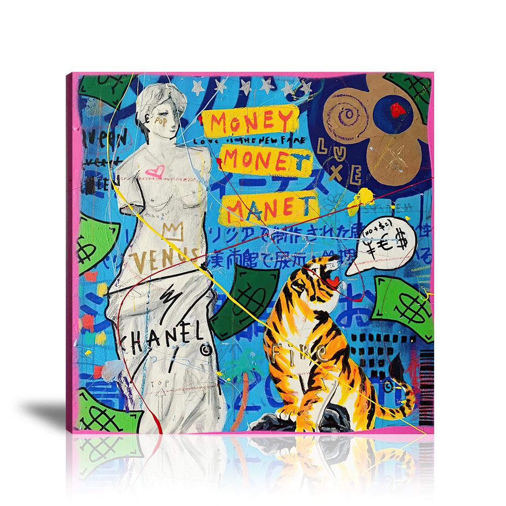 Street Art, Prints, Pop Art, Paintings, Canvas, Art, Jisbar, Square, Artin Space, Chanel, Venus, Tiger, Money, Statue