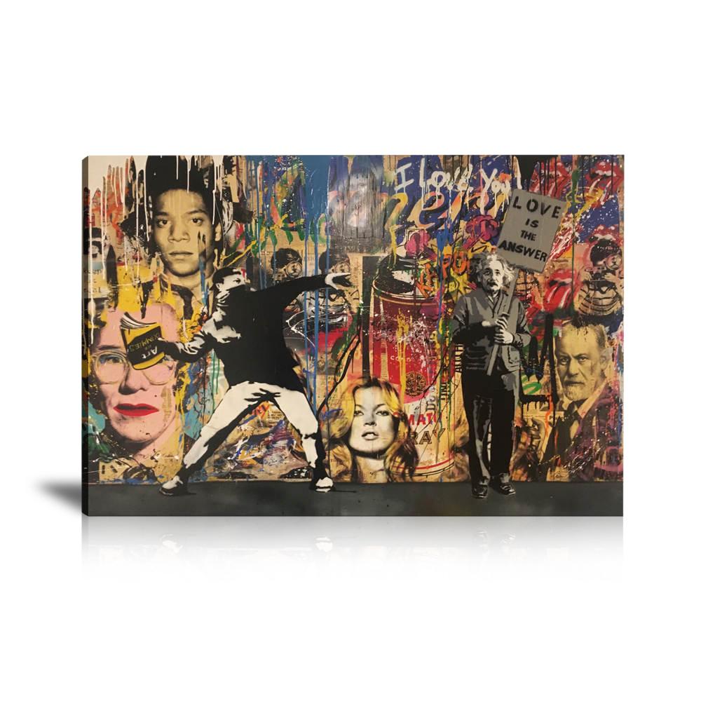 Book Thrower Wall Art: Large Colorful Graffiti Print or Framed Canvas Painting for Modern Living Rooms, Dining Rooms and Bedrooms