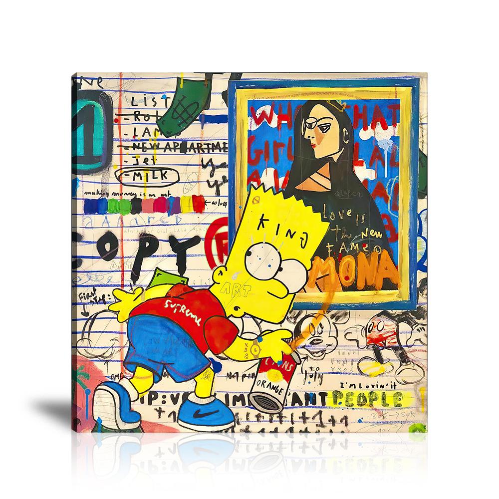 Street Art, Prints, Pop Art, Paintings, Canvas, Art, Jisbar, Square, Bart Simpson, Mona Lisa, Supreme, Mona Lisa, Mickey Mouse, Abstract, Copyright, Graffiti, King