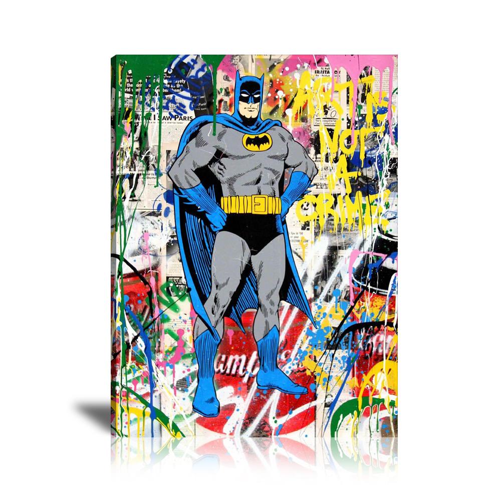 Campbell's, Batman, Art is not a Crime, Spray, Comic, Graffiti, Paint Drop, Colorful,  Newspaper, Street Art, Prints, Pop Art, Paintings, Mr. Brainwash, Canvas