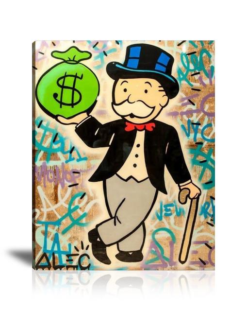 Big Money Bag Wall Art: Large Colorful Graffiti Print or Framed Canvas Painting for Modern Living Rooms, Dining Rooms and Bedrooms