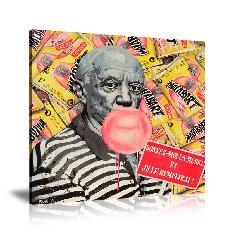 Pablo Picasso, Rakel Wajnberg, Chewing Gum, Bubble Gum, Malab’Art, Tattoos, Rebellious, Mixed Media, Keep Calm, Collage Art, Pop Art, Celebrities, Prints, Pop Art, Paintings, Movies, Cinema, Canvas, Art