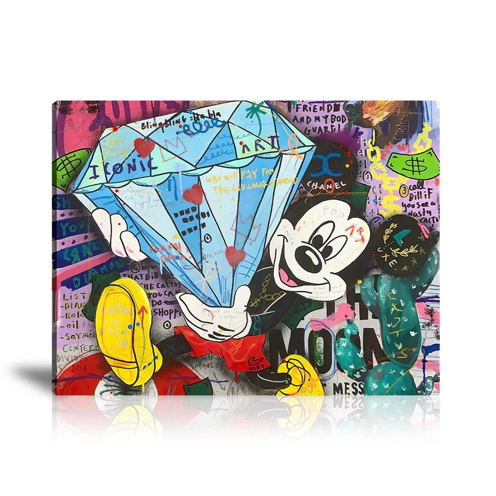 Street Art, Prints, Pop Art, Paintings, Canvas, Art, Jisbar, Diamond, Mickey Mouse, Iconic, Icon, Cash, Dollar, Cactus, Chanel, Love. Plexiglass, Landscape