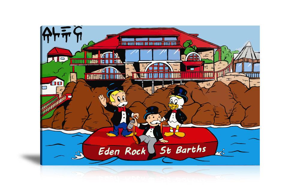 Street Art, Prints, Pop Art, Paintings, Canvas, Art, Alec Monopoly, Eden Rock St Barths, Monopoly, Richie Rich, Donald Duck, Floating, Villa, Travel