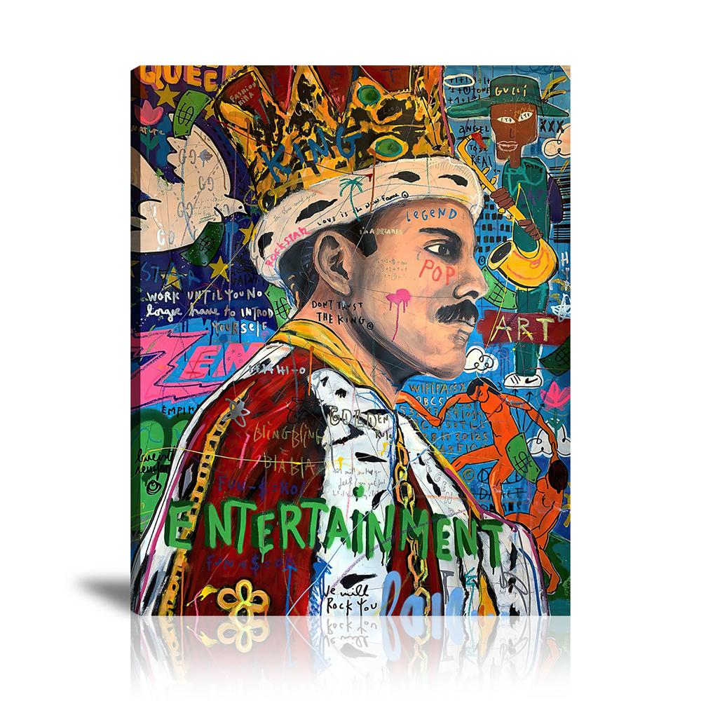 Entertainement Queen Wall Art: Large Colorful Graffiti Print or Framed Canvas Painting for Modern Living Rooms, Dining Rooms and Bedrooms