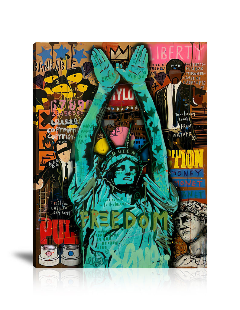 Street Art, Prints, Pop Art, Paintings, Canvas, Art, Jisbar, Liberty Statue, The Liberty, Freedom, Statue, David, Sculpture, Money, Chanel, King