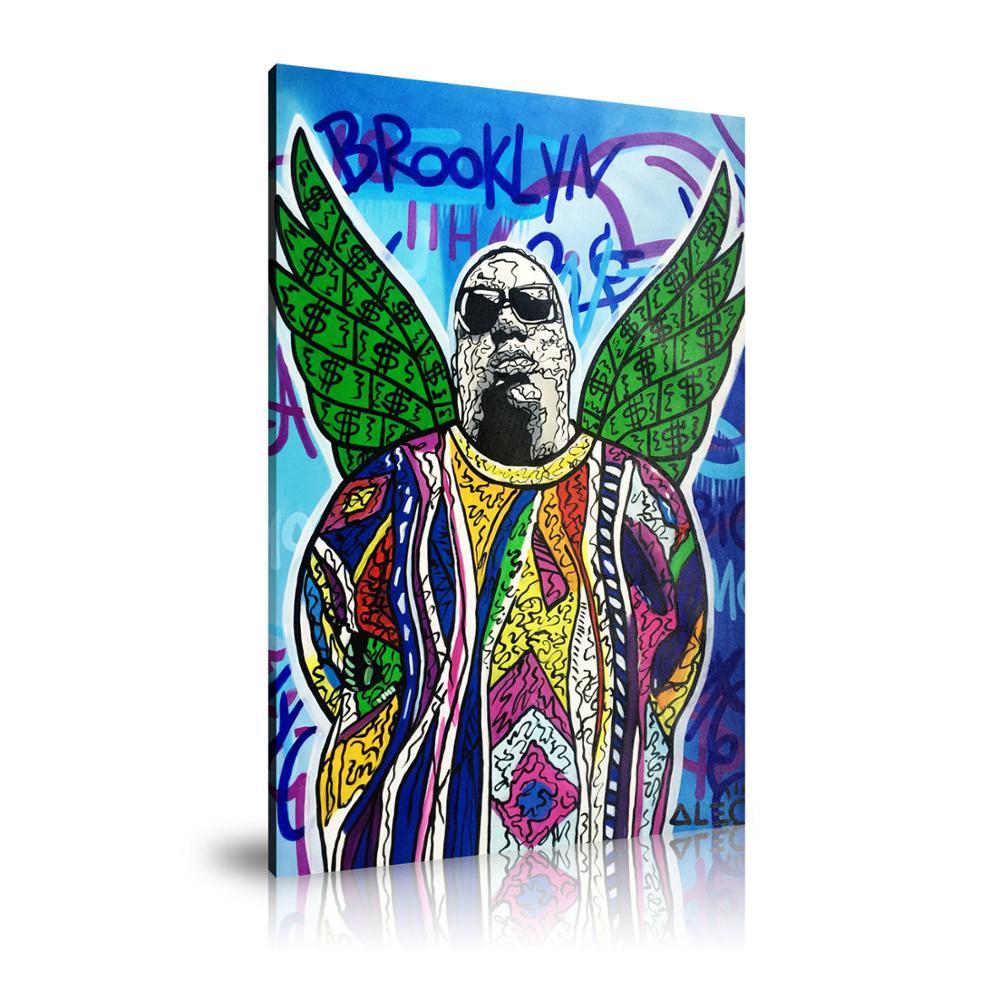 Biggie Brooklyn Wall Art: Large Colorful Graffiti Print or Framed Canvas Painting for Modern Living Rooms, Dining Rooms and Bedrooms