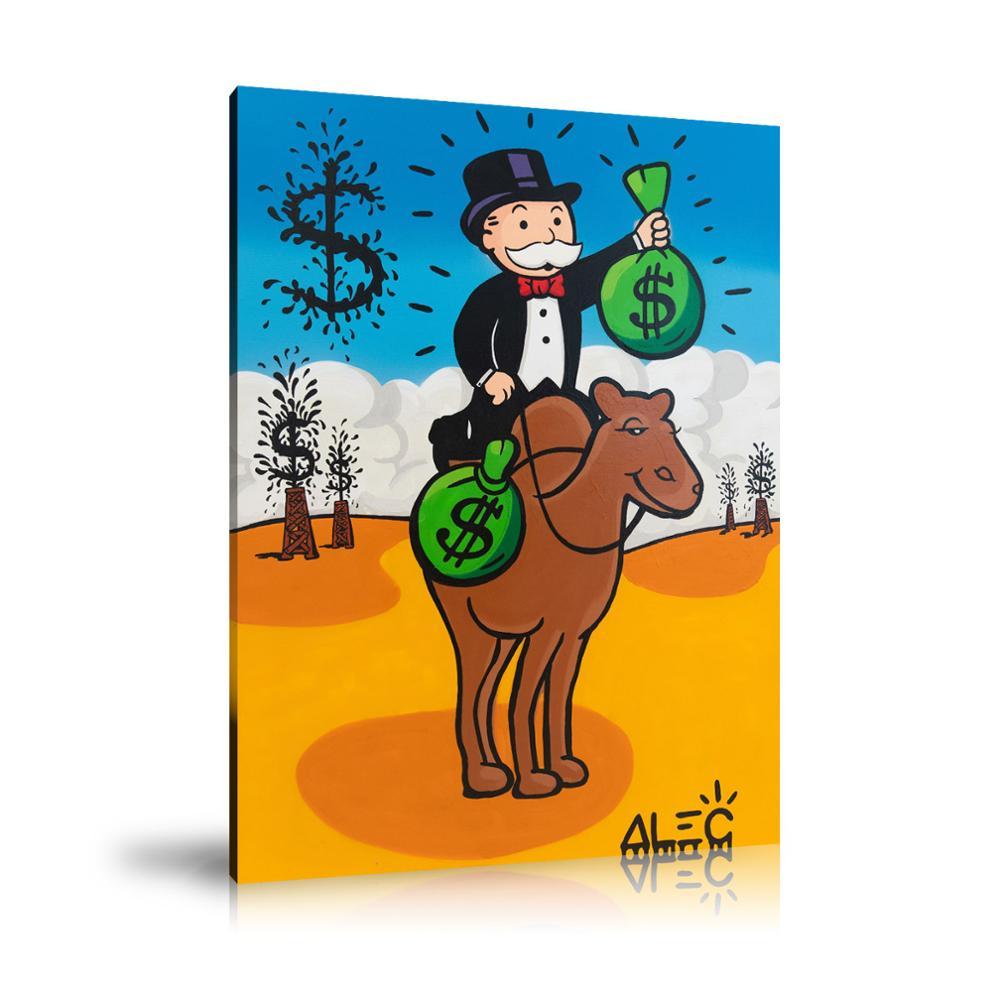 Camel, Desert, Money Sign, Cash Bag, Money Bag, Graffiti, Spray Paint, Colorful, Street Art, Prints, Pop Art, Paintings, Canvas, Art, Alec Monopoly, Vertical